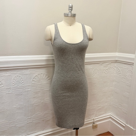 Demylee Fuzzy Mini Bodycon Sweater Dress, Wool Blend w/ Low Neckline - Picture 1 of 6